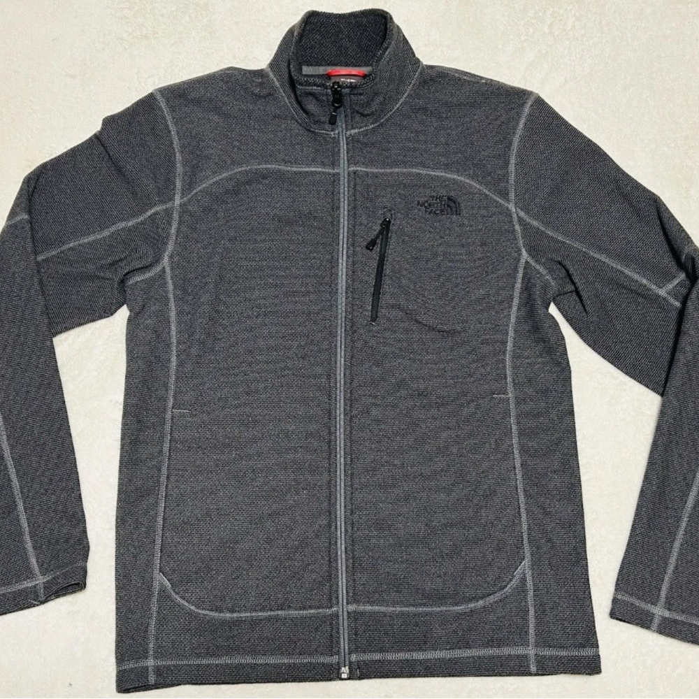 The North Face Texture Cap Rock Fleece Jacket Mens Size Small Gray